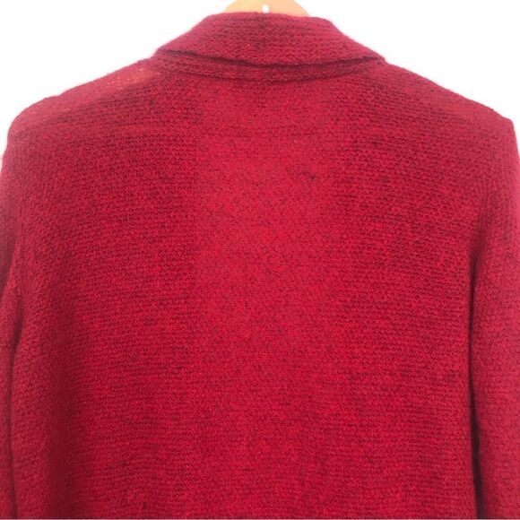 Eileen Fisher Red Mohair Cashmere Wool Blend Open Front Cardigan Sweater - Picture 7 of 15